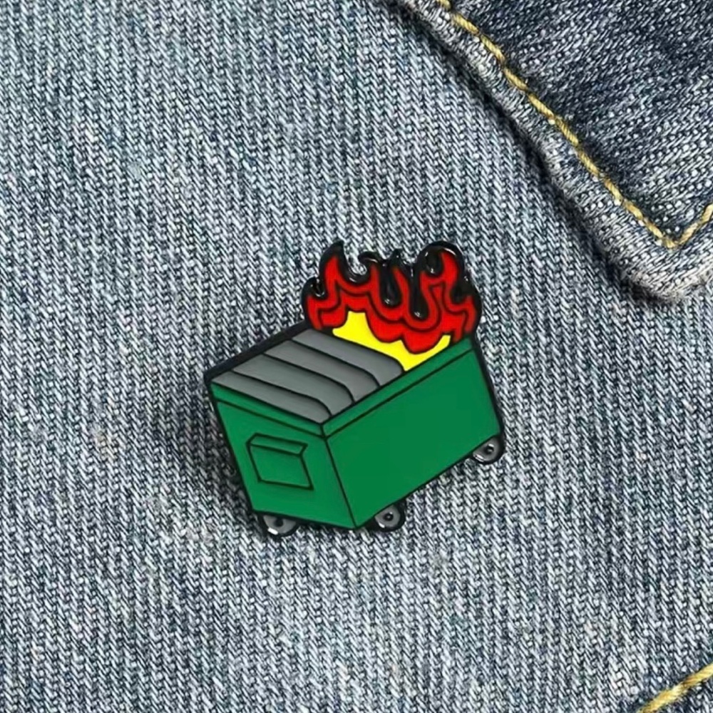 Dumpster Fire enamel pin